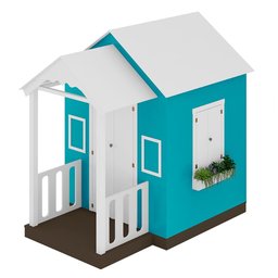 Casinha de Brinquedo Mdf com Varanda Artesanal Branco/azul Turquesa L12 - Gran Belo Casinha Infantil - 2