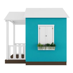 Casinha de Brinquedo Mdf com Varanda Artesanal Branco/azul Turquesa L12 - Gran Belo Casinha Infantil - 8