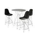 Ver imagem 1 de Jogo Mesa Bistrô Eames Branca 60cm 3 Banquetas Preta Base Ferro Branco - Cor: Branco