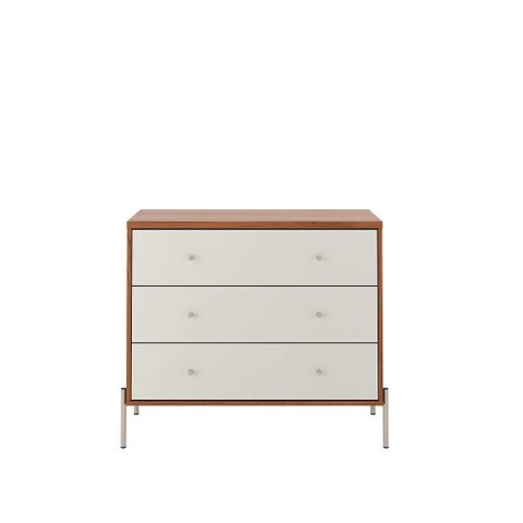 Cômoda 3 Gavetas Jasper 94 Cm - Off White Fosco C/ Canella - Champanhe