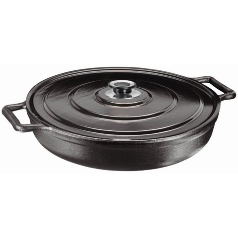 Frigideira Paella 36cm Tampa Metálica Alça Ferro Panela Mineira