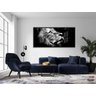 Quadro Decorativo Leão Perfil Preto E Branco 130x60 Moldura Preta 2x2 - 4