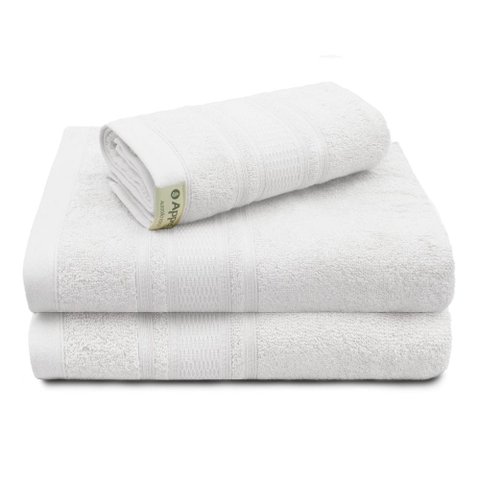 Kit 2 Toalha Banho Gigante + Rosto Branco + Tapete