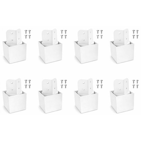 Kit 8 Pés para Guarda Roupa Branco Quadrado Regulável 60 Mm