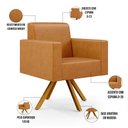 Ver imagem 4 de Kit 02 Poltronas Decorativa Base Giratória de Madeira Helô L02 Couríssimo Whisky - Lyam Decor