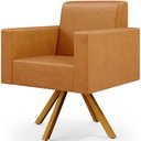 Ver imagem 3 de Kit 02 Poltronas Decorativa Base Giratória de Madeira Helô L02 Couríssimo Whisky - Lyam Decor