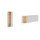 Ver imagem 2 de Cristaleira 2 Portas de Vidro Sena e Buffet 4 Portas Sena Pés em Metal LED