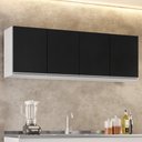 Ver imagem 2 de Armário Aéreo 160cm 4 Portas Nevada Branco/Preto - Lumil Móveis