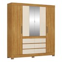 Ver imagem 1 de Guarda Roupa Casal Cádis 4 Portas Cinamon Touch/off White com Espelho - Demóbile