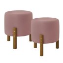 Ver imagem 1 de Kit 2 Puff Redondo Decorativo Zuppy - Rose Suede