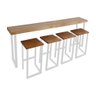 Bancada Gourmet 220cm com 4 Banquetas Industriais Bistrô Premium Base Branca - 1