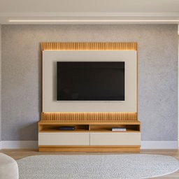 Rack com Painel Modulado para Tv até 70 Polegadas Ripado Paulina Tauari/off White Fosco - 9 Rack com Painel Modulado para Tv até 70 Polegadas Ripado Paulina Tauari/off White Fosco - 9
