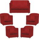 Ver imagem 1 de Kit Namoradeira Decorativa + 4 Poltronas para Sala Manicure Recepção Consultório Mila Suede
