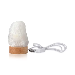 Mini Luminária Quartzo Branco Led Colorido - Base de Madeira - 4