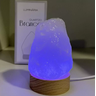 Mini Luminária Quartzo Branco Led Colorido - Base de Madeira - 3