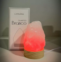 Ver imagem 1 de Mini Luminária Quartzo Branco Led Colorido - Base de Madeira