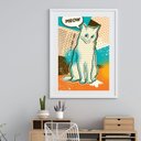 Ver imagem 1 de Quadro Pop Art Gato Meow - 60x48cm:madeira Branca