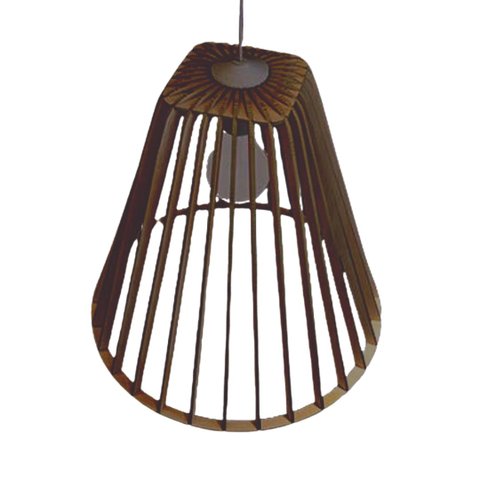 Luminária Teto tipo Pendente PEQUIM MDF - Completa - Cor: Marrom