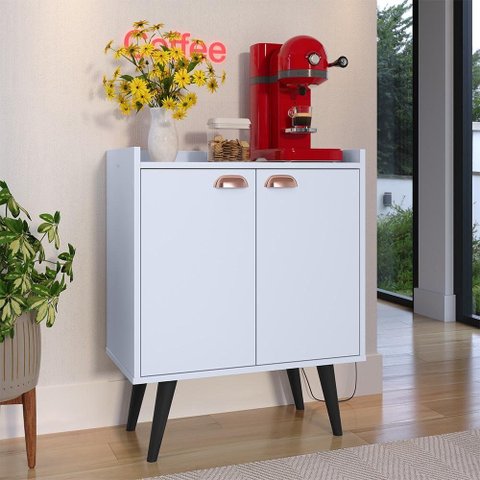Buffet Linea 2 Portas Cantinho Café Cozinha Sala Jantar Estilo Retrô Puxador Concha Branco–rpm