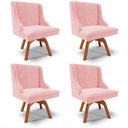 Ver imagem 1 de Kit 4 Cadeiras Estofadas Giratória para Sala de Jantar Lia Suede Rosa Bebê - Ibiza