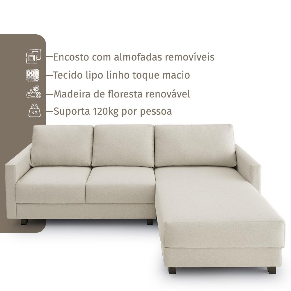 Sofá Zante 2 Lugares e Chaise 2,39m - 4