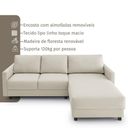 Ver imagem 4 de Sofá 2 Lugares + Chaise 2,40m Linho com Molas Zante Estofama