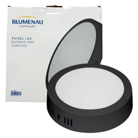 Plafon Redondo Sobrepor 12w Preto Branco Neutro Blumenau