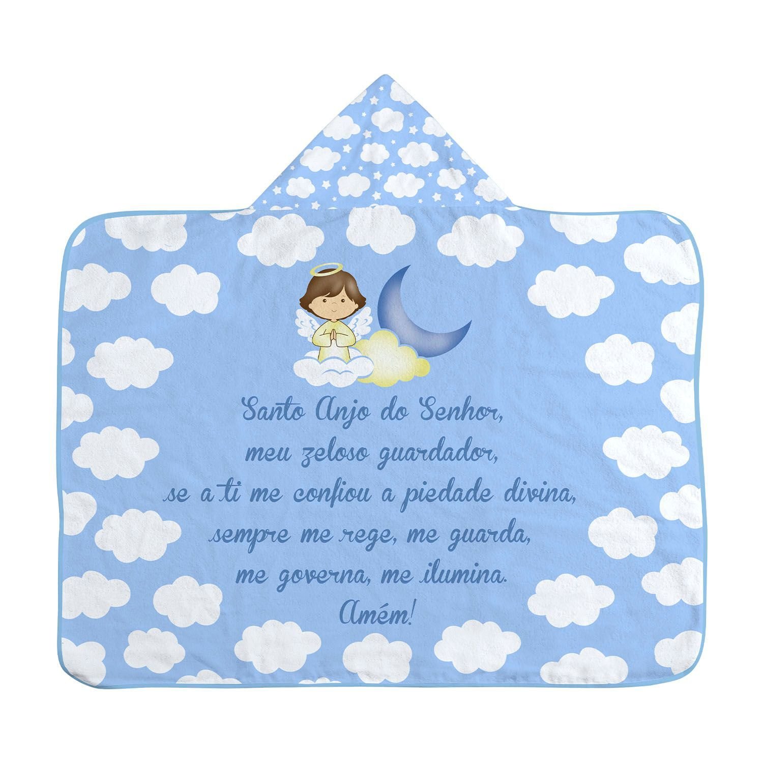 Kit Toalha de Banho Bebe e 6 Panos de Boca Anjinho Cor:azul - 3