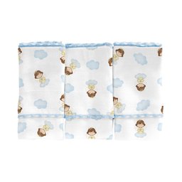 Kit Toalha de Banho Bebe e 6 Panos de Boca Anjinho Cor:azul - 2