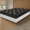 Ver imagem 1 de Cama Box Branca + Colchão Casal Castelar Preto Espuma D33 Bordado 138x188x57cm