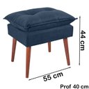 Ver imagem 2 de Puff Puf Opall Pes Palito 55x40cm Suede Azul Marinho MPassos