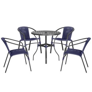 Jogo 4 Cadeiras Corda Nautica Floripa e Mesa Tampo Ripado Aluminio Roma 80 M Varanda Jardim Area Pi