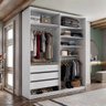 Closet Solteiro Guarda Roupa sem Porta 159cm 3 Gavetas Mdf Pisa R02 Branco - Lyam Decor - 1
