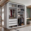 Ver imagem 1 de Closet Solteiro Guarda Roupa sem Porta 159cm 3 Gavetas Mdf Pisa R02 Branco - Lyam Decor