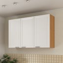 Ver imagem 1 de Armário Aéreo Planejado Triplo 120cm Soho CabeCasa MadeiraOriginals Branco/Freijó