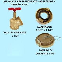 Registro Valvula 2.1/2 Tampao Adaptador 1.1/2 Hidrante Bombeiro Incendio Segurança Proteçao - 2