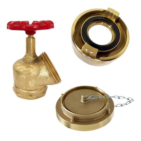 Registro Valvula 2.1/2 Tampao Adaptador 1.1/2 Hidrante Bombeiro Incendio Segurança Proteçao