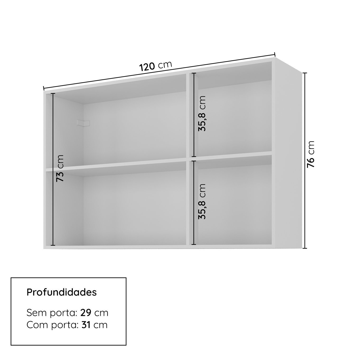 Armário Aéreo Triplo 120cm Soho Cabecasa Madeiramadeira - 2