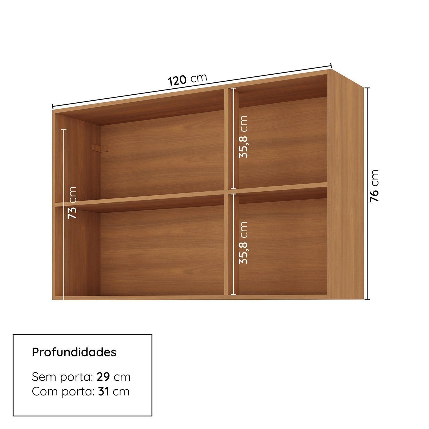 Armário Aéreo Triplo 120cm Soho CabeCasa MadeiraOriginals Cinza