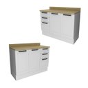 Ver imagem 5 de Balcão com Tampo e Rodapé Cozinha 2 Portas e 3 Gavetas e Divisor de Talheres 120cm TM4300 MDF Grazi Branco/Carvalho Tropical