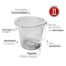 Balde Multiuso Dois Bicos com Indicador de Litragem 11 Litros Cor Transparente Durín - 2