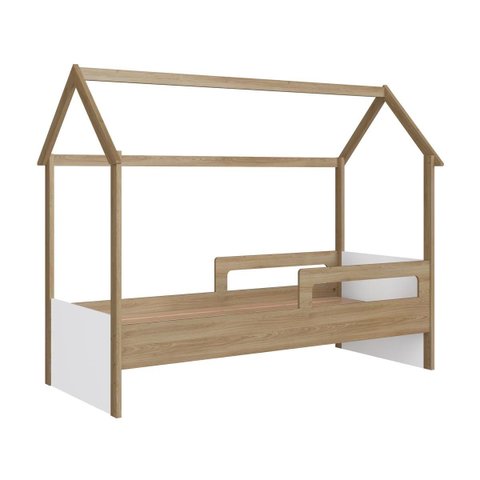 Cama Infantil Montessoriana com Protetor Lateral 201X95cm Aveiro/Branco