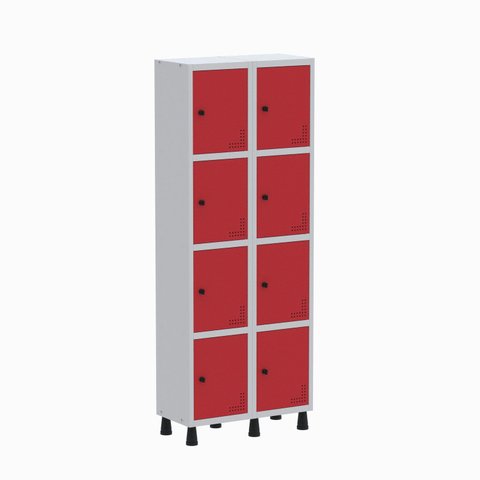 Armário Locker Guarda Volume Aço Light 8 Portas 69x179,5cm Azul/Cinza/Delrei
