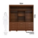 Ver imagem 4 de Guarda-Roupa Casal 192cm 4 Portas 7 Gavetas com Espelho e Pés MDF Penedo Marrom/Jequitiba