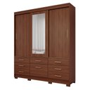 Ver imagem 3 de Guarda-Roupa Casal 192cm 4 Portas 7 Gavetas com Espelho e Pés MDF Penedo Marrom/Jequitiba