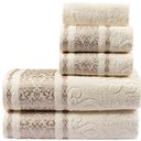 Ver imagem 1 de Jogo de Banho Toalhas Malau Decorado 5 Peças Palha Pérola