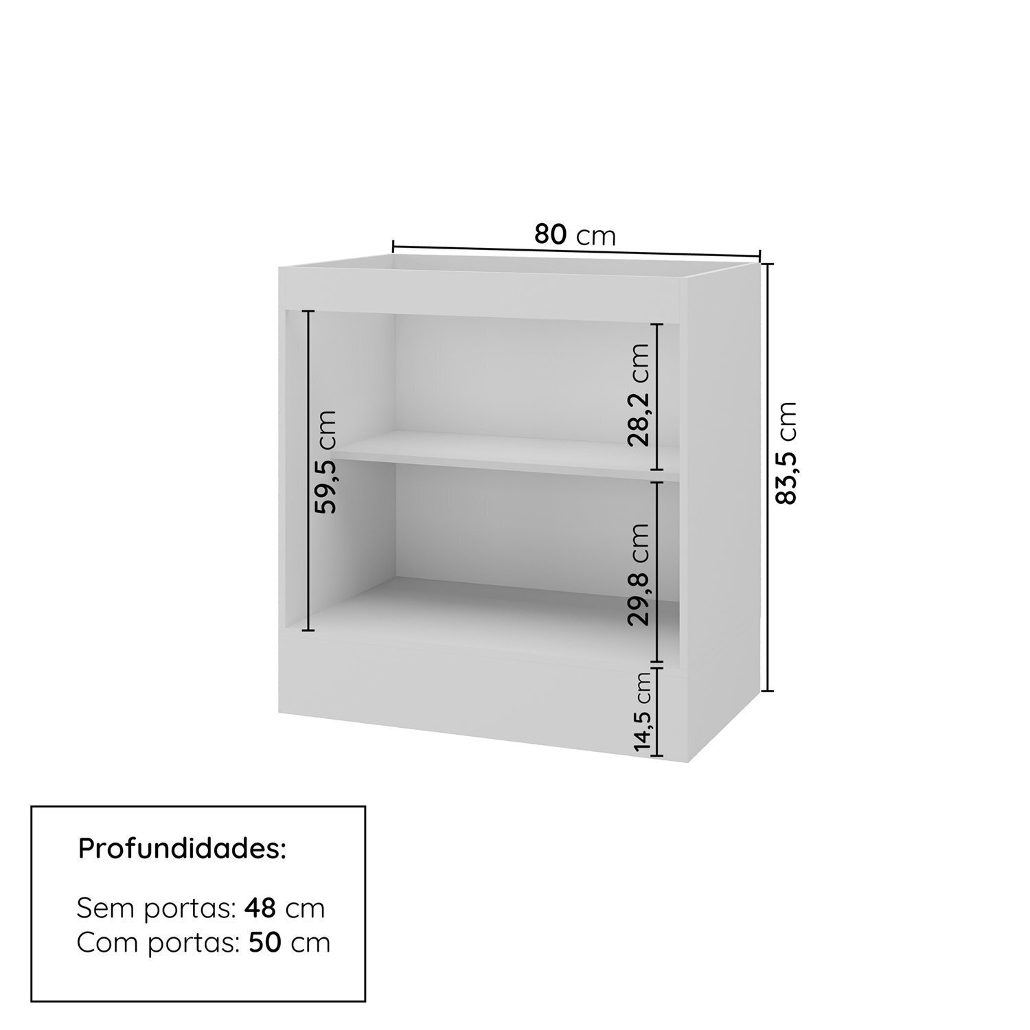 Balcão 2 Portas 80cm sem Tampo Soho Cabecasa Madeiramadeira - 2