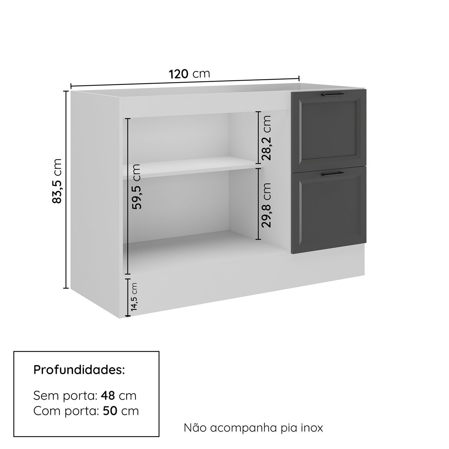 Balcão 2 Portas 2 Gavetas 120cm sem Tampo Soho Cabecasa Madeiramadeira - 2