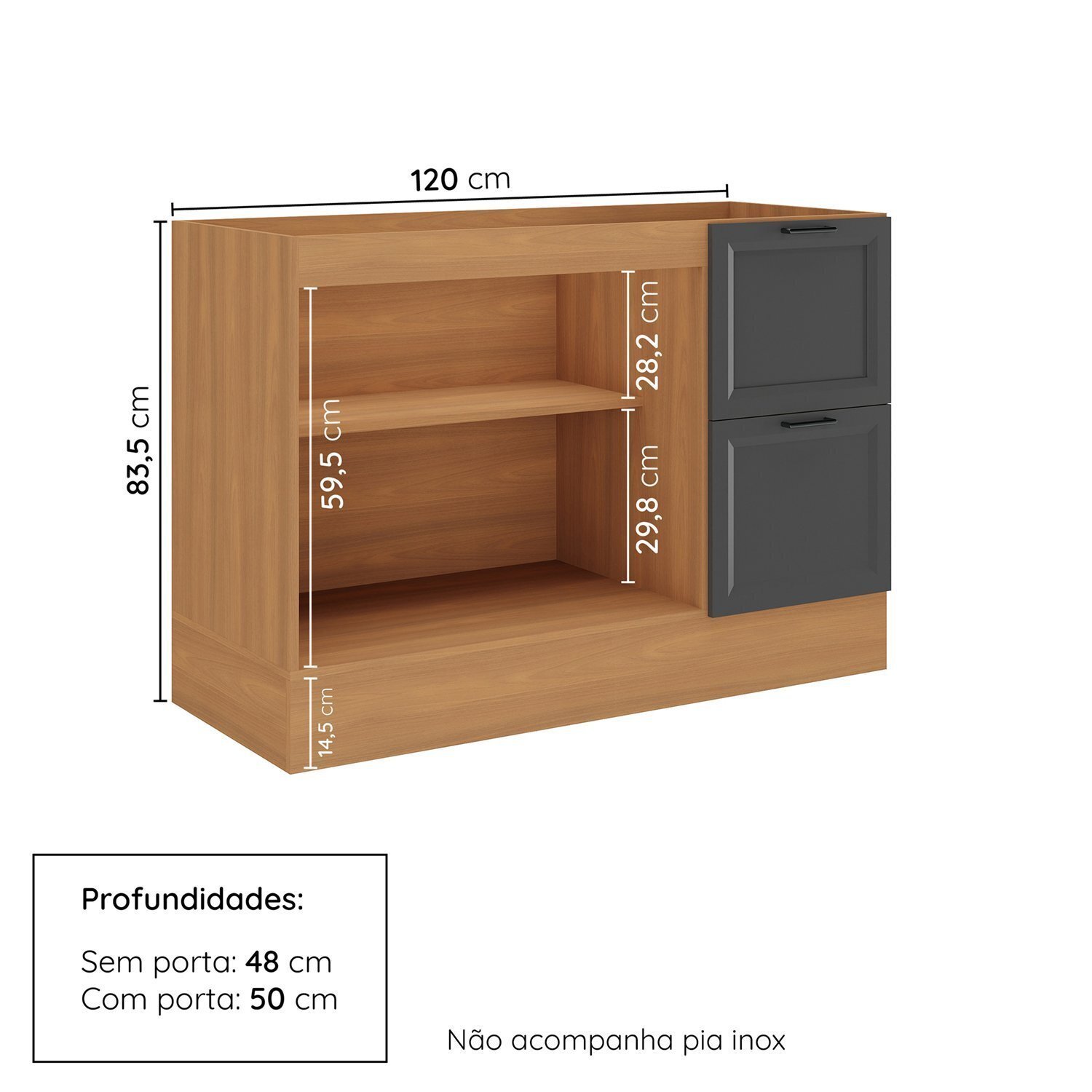 Balcão 2 Portas 2 Gavetas 120cm sem Tampo Soho Cabecasa Madeiramadeira - 2