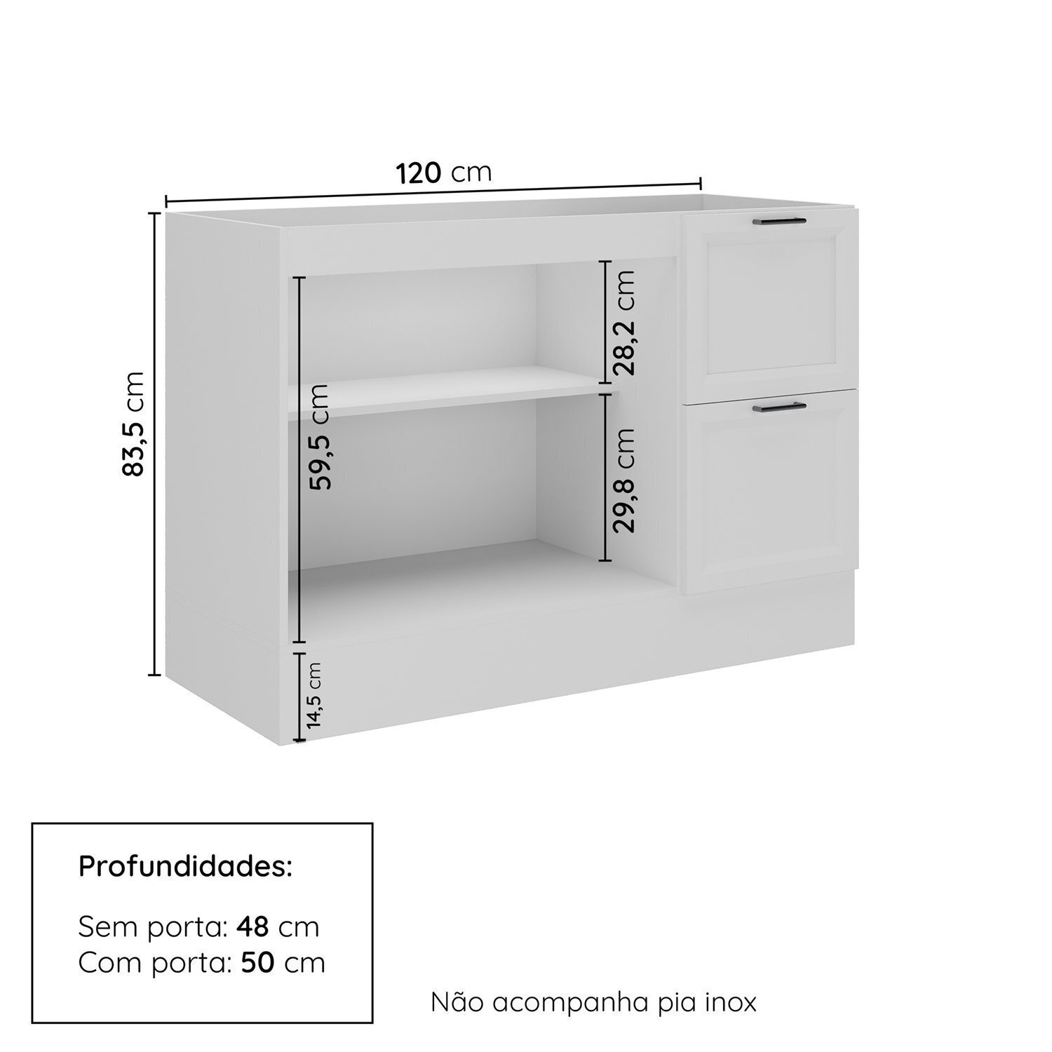 Balcão 2 Portas 2 Gavetas 120cm sem Tampo Soho Cabecasa Madeiramadeira - 2